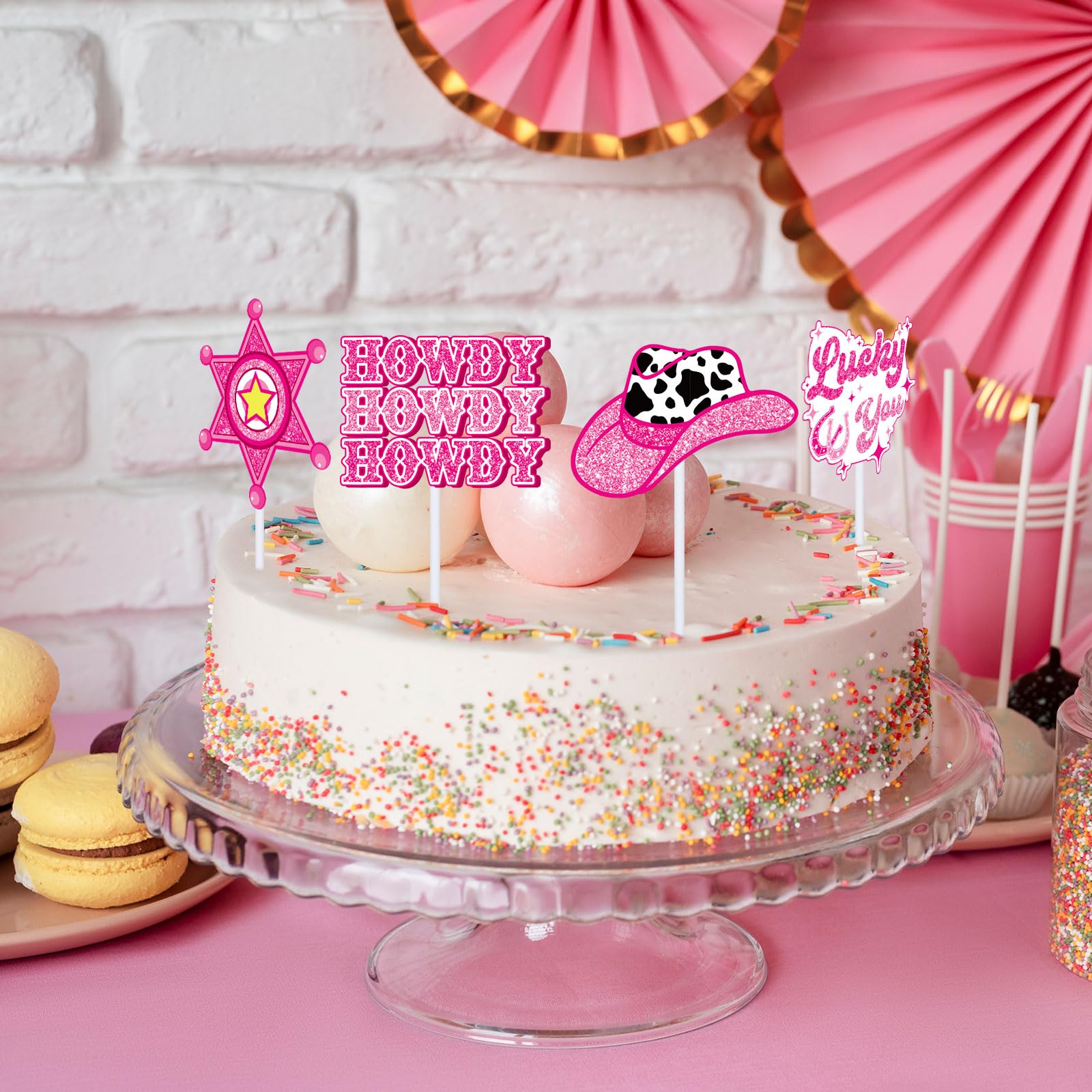 Agkvw Disco Cowgirl Cupcake Toppers - Set Of 12, Pink, For Bachelorette & Birthday Parties - View #5