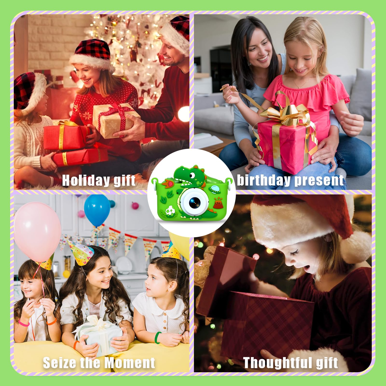 Macchina Fotografica Bambini, 2.0 Pollici Schermo Fotocamera Bambini 1080P HD Fotocamera con 32 GB, Regalo Giocattolo di Natale & Compleanno per Ragazze Ragazzi da 3-12 Anni (Verde)