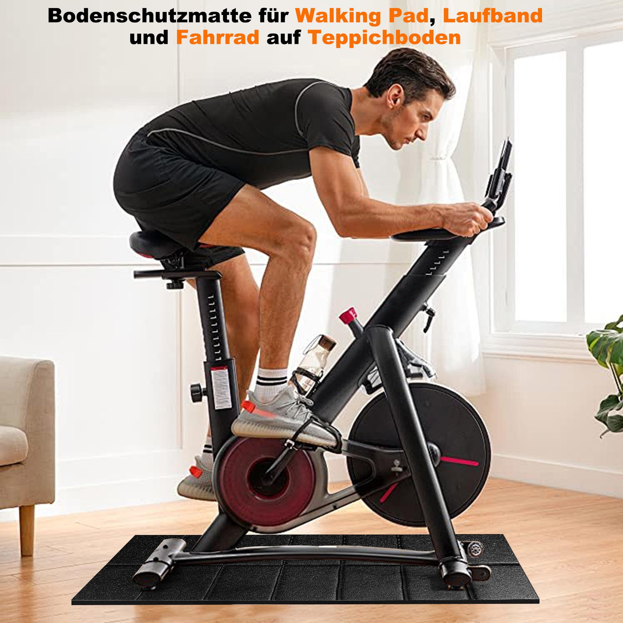 Laufbandmatte, Bodenschutzmatte 140x60 cm Faltbar, Hochdichte PVC zur Schalldämmung & Stoßdämpfung, Unterlage für Fitnessgeräte wie Laufband, Heimtrainer, Cross-Trainer