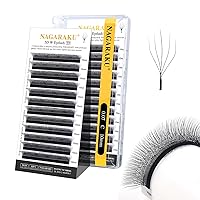 Vista 120 de NAGARAKU Extensiones de pestañas Double Tips 4D W, suministros con puntas dobles, gruesas con rizado D de 0.07 mm, bandeja mixta 8-15 mm