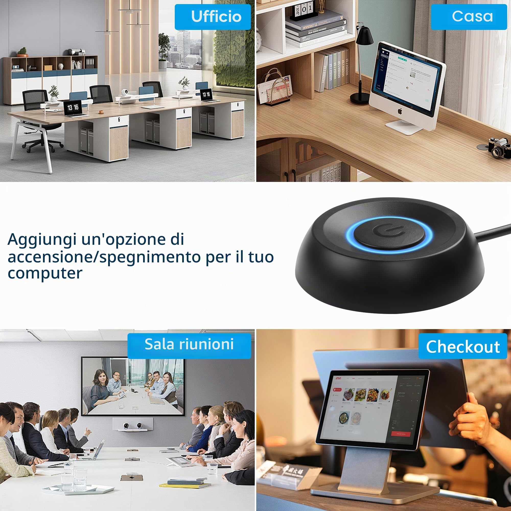 Interruttore di alimentazione PC desktop 5,9FT pulsante prolunga con luce SinLoon