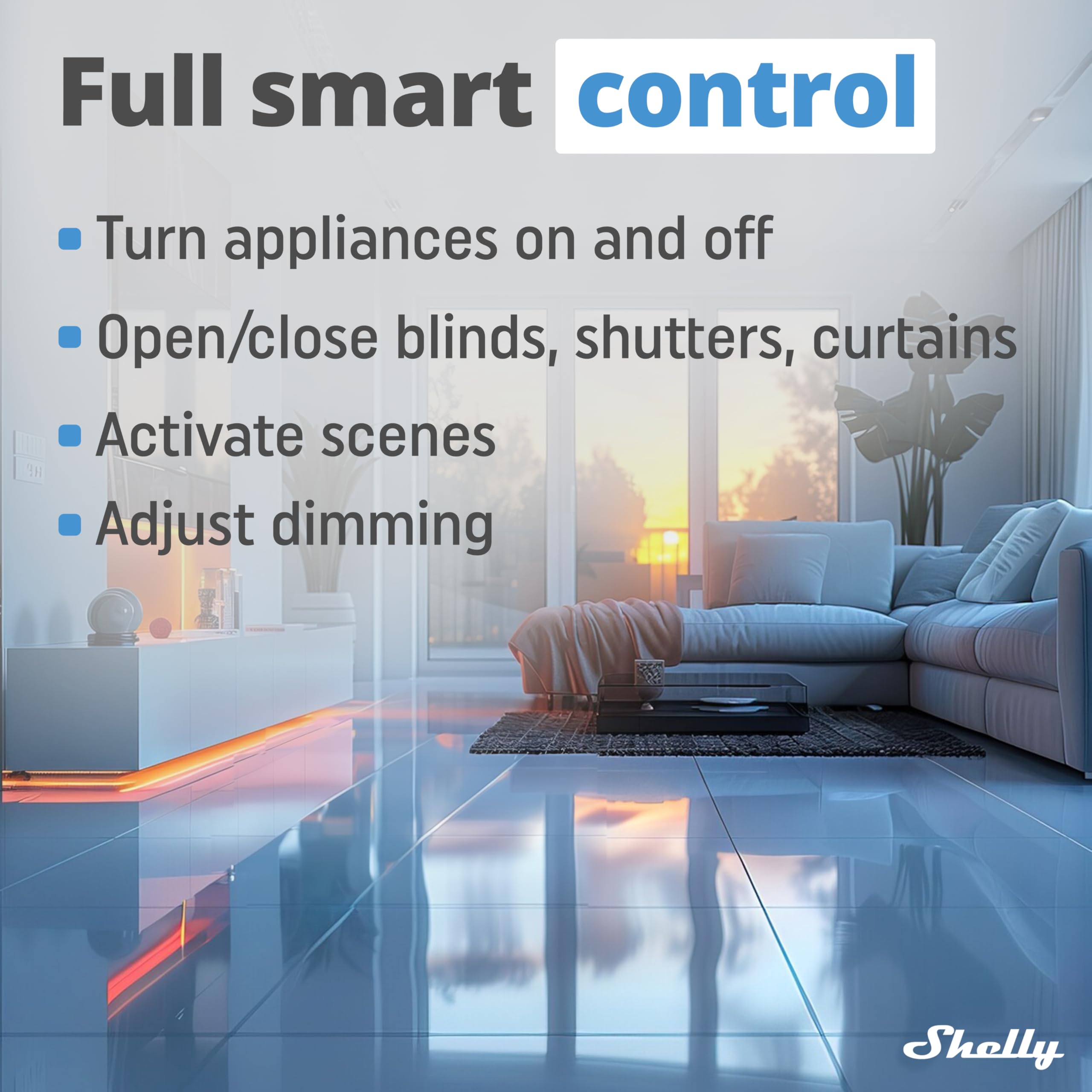 Shelly BLU Wall Switch 4 Stand-Alone – Mando a distancia Bluetooth universal, Pulsador Autónomo Inalámbrico, Control remoto para Domótica, Acciones y Escenas inteligentes, Multiclic