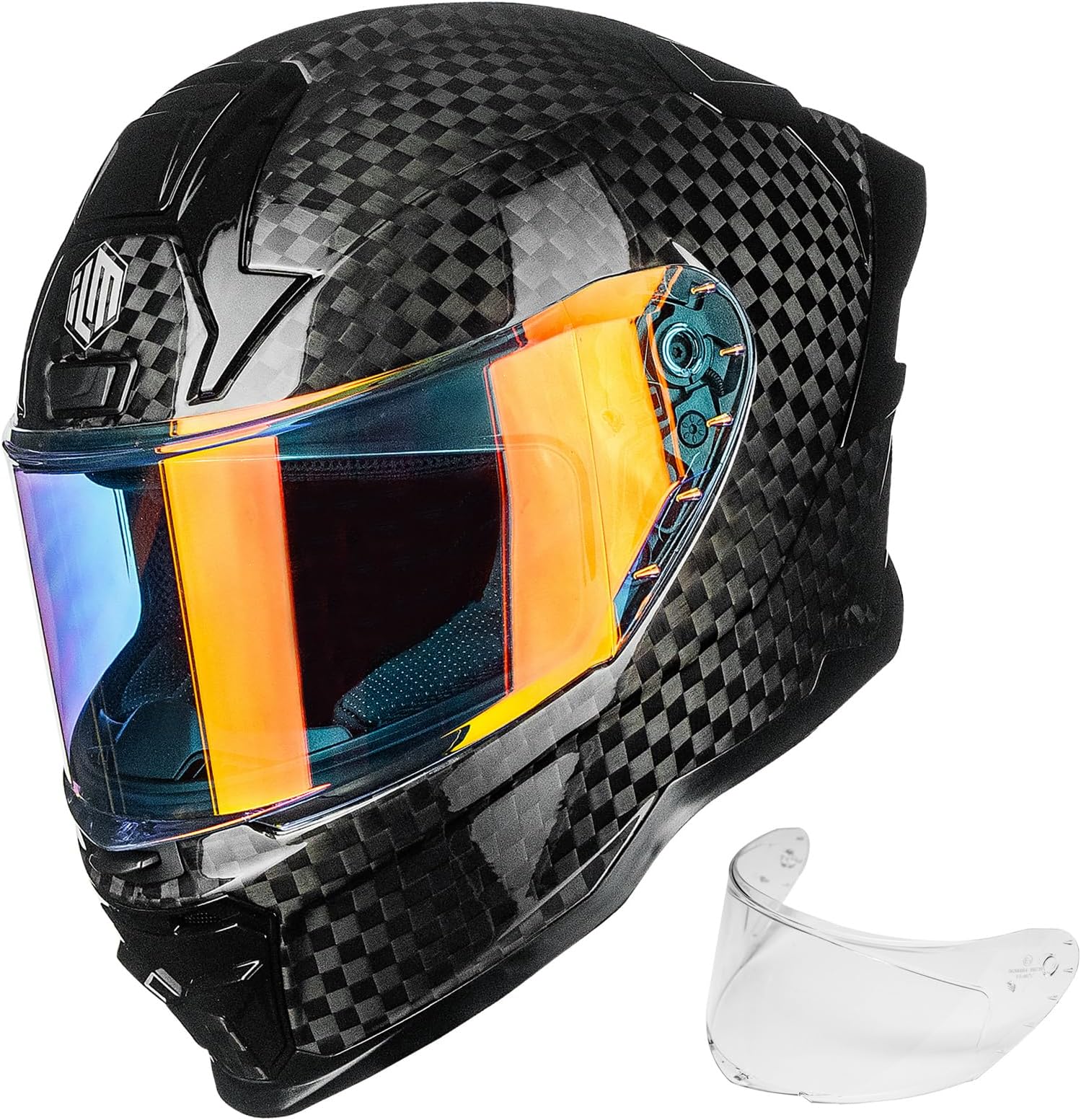 ILM Carbon Fiber Motorcycle Helmets Full Face Racing Helmet for Adult DOT ECE Cascos para Motos MF577P (12K Carbon Black,L)
