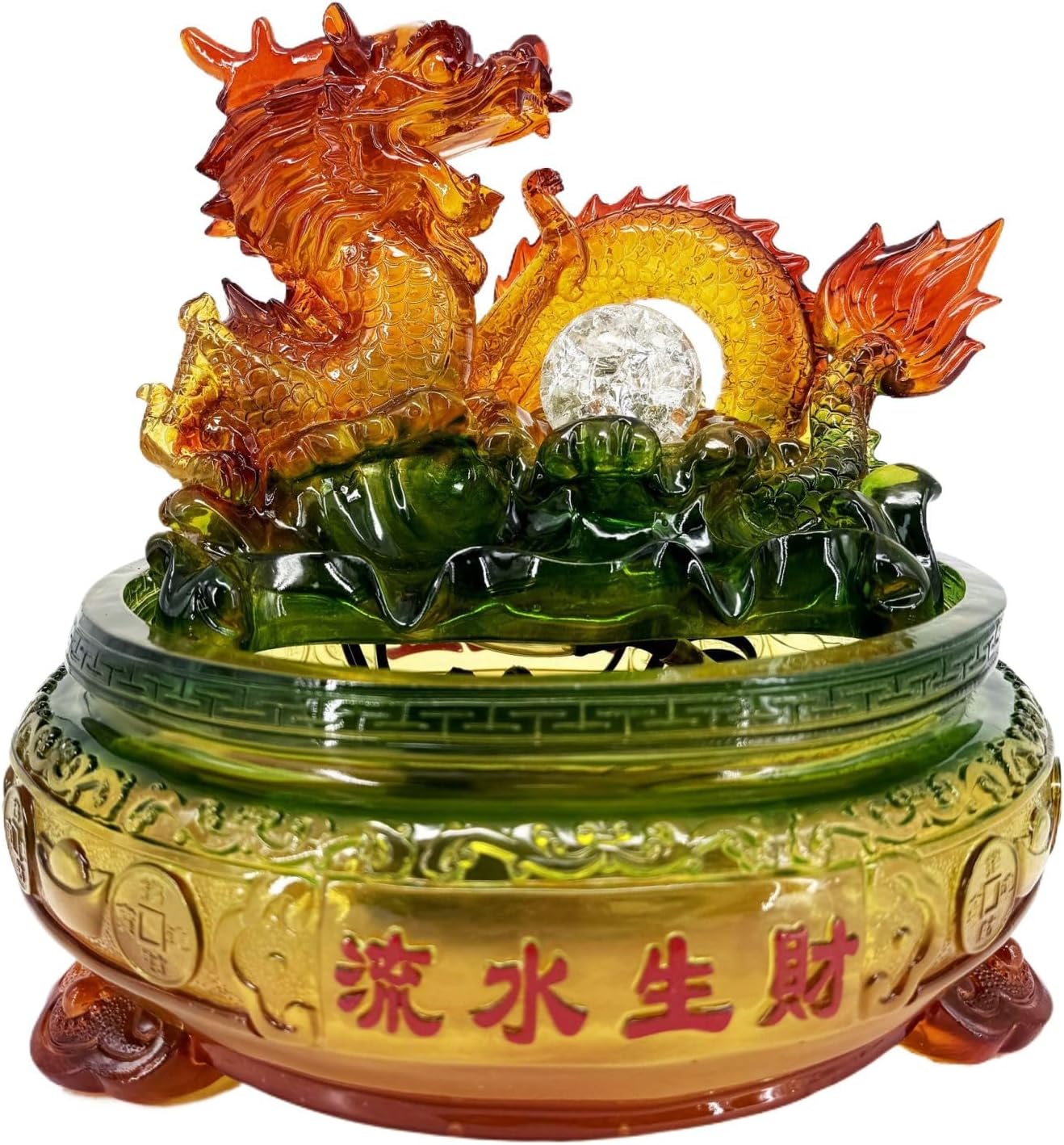 Fangool Resin Sculpture for Home Decoration - Circulating Water Feature for Entrance Hall, Living Room, Office Desktop, Housewarming Gift