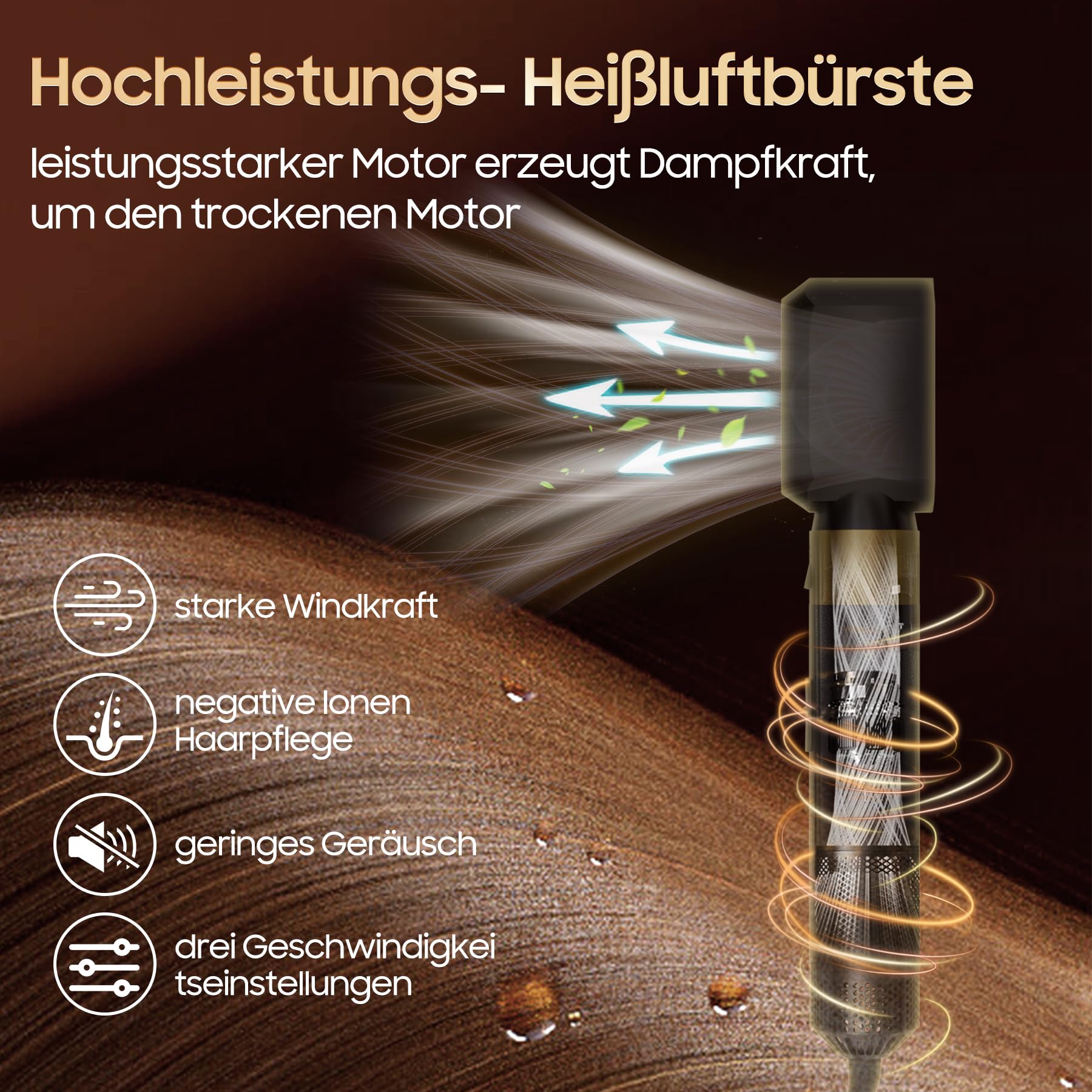 Hair Styler Set Airstyler 5 in 1 con spazzola rotonda per capelli, spazzola ad aria calda, spazzola termica Airflow, ferro arricciacapelli automatico, volume spazzola per asciugacapelli, per