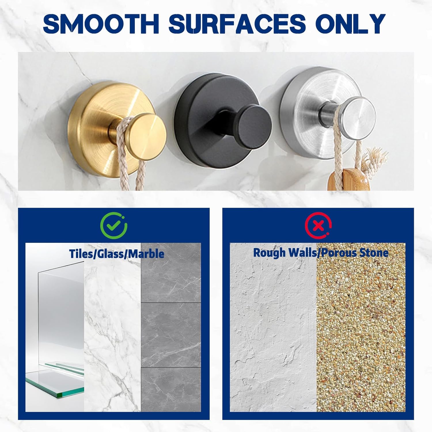 Removable & Reusable Suction Cup Hooks for Shower, Heavy Duty No-Drill Cup Hooks for Towels, Robes, Loofah–Wreath Hangers for Front Doors, Mount on Glass, Mirror, Tile, Doors (4Silver)
