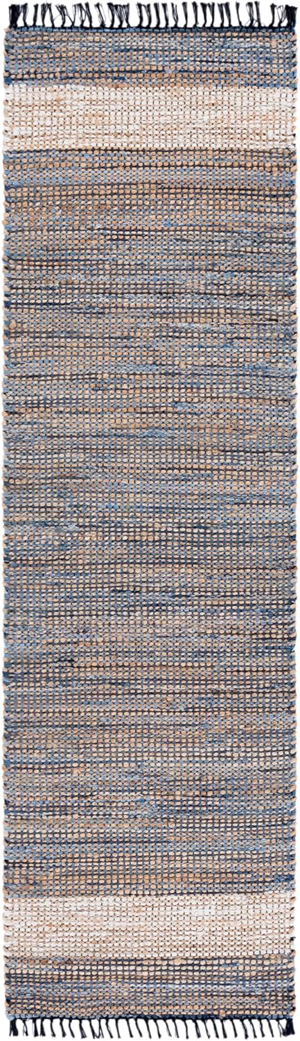 SAFAVIEH Cape Cod Collection Runner Rug - 2'3" x 8', Light Blue, Handmade Jute & Denim, Ideal for Living Room, Hallway, Foyer, Bedroom (CAP153L-28)