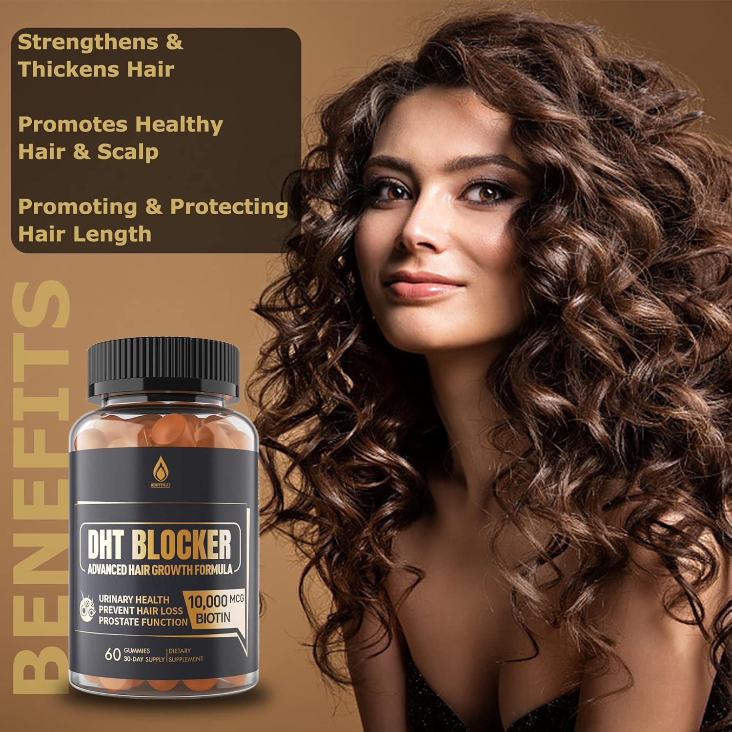 DHT Blocker Gummies Hair Growth Supplement, Super Potency Saw Palmetto & Biotin 10000 mcg for Women & Men, Plus 12 Proprietary Blend - Prevent Hair Loss, Blocking DHT Receptors, 2Pc/120ct - Image 4