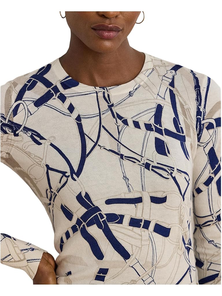 Multi Lauren Ralph Lauren Belting-Print Cotton-Blend Sweater