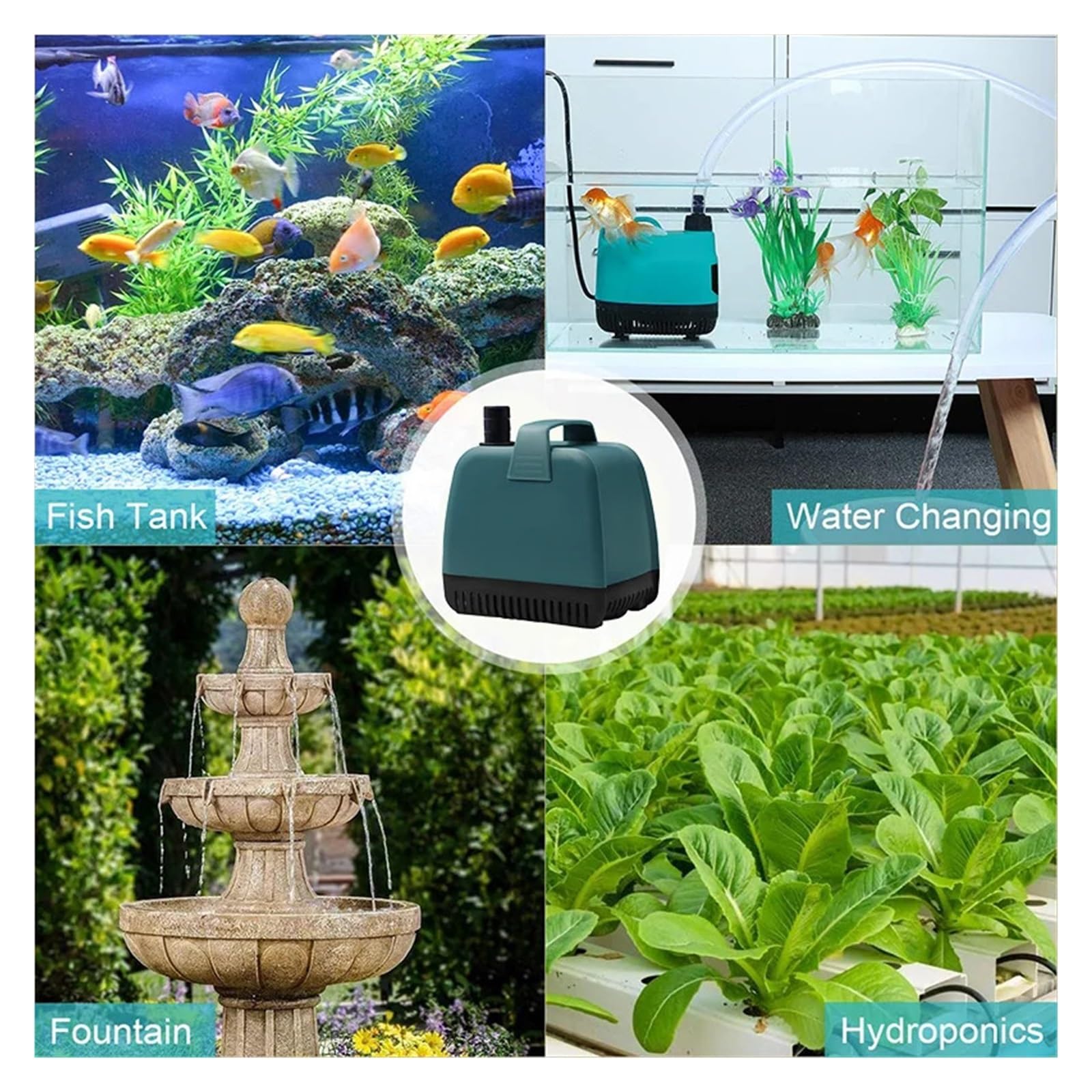 Bomba sumergible pequeña ajustable Bomba sumergible silenciosa de bajo consumo for acuario, filtro agua circulante, bombas multifunción peces.(55W)