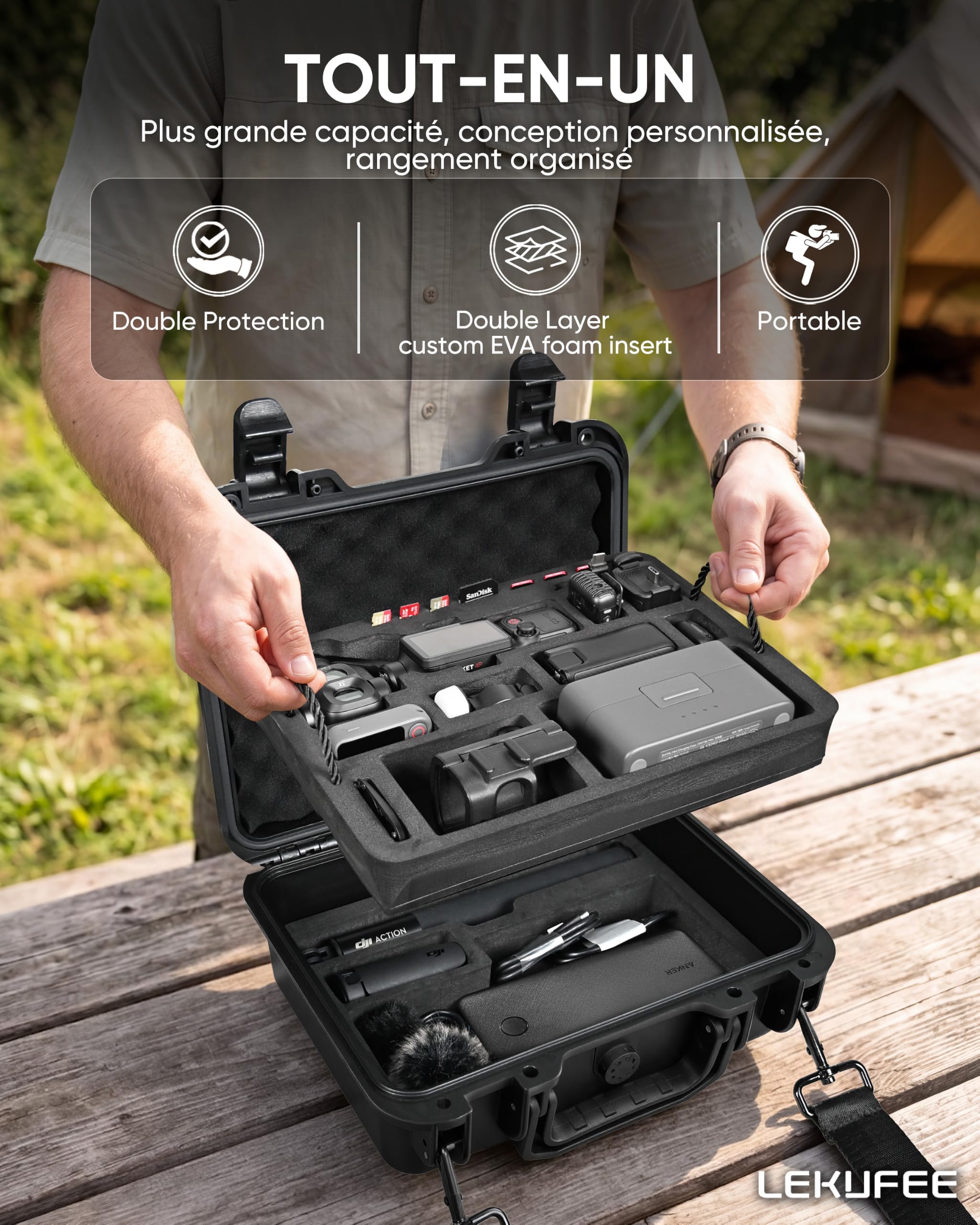 LEKUFEE Étui Rigide Étanche pour DJI Osmo Pocket 4P & Osmo Pocket 4