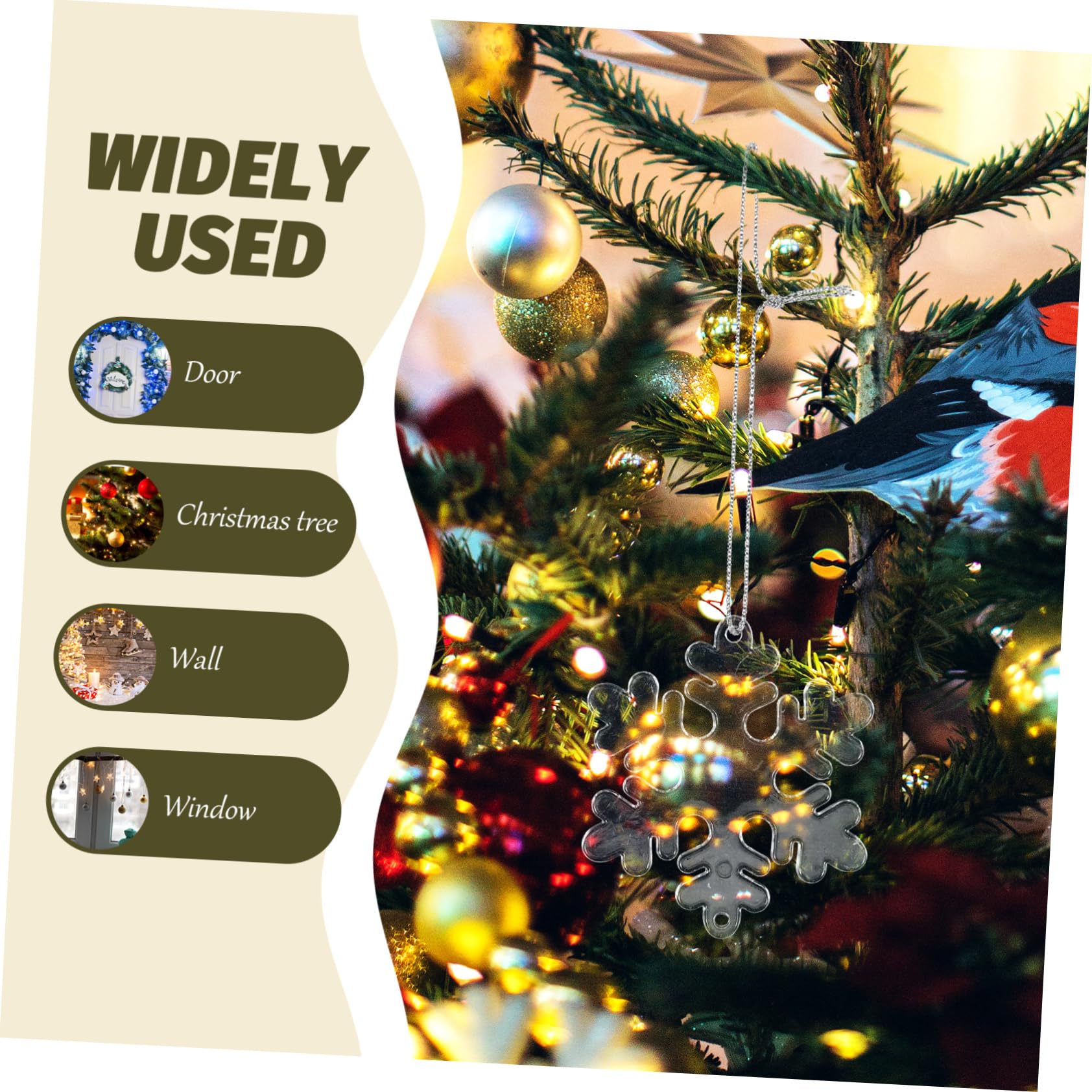 Ciieeo 300 STK transparente Schneeflocke weihnachtsschmuck räumung Weihnachtsbaumschmuck winterdeko Weihnachts Party Weihnachtsbaum hängende Dekoration Baum hängende Ornamente Acryl
