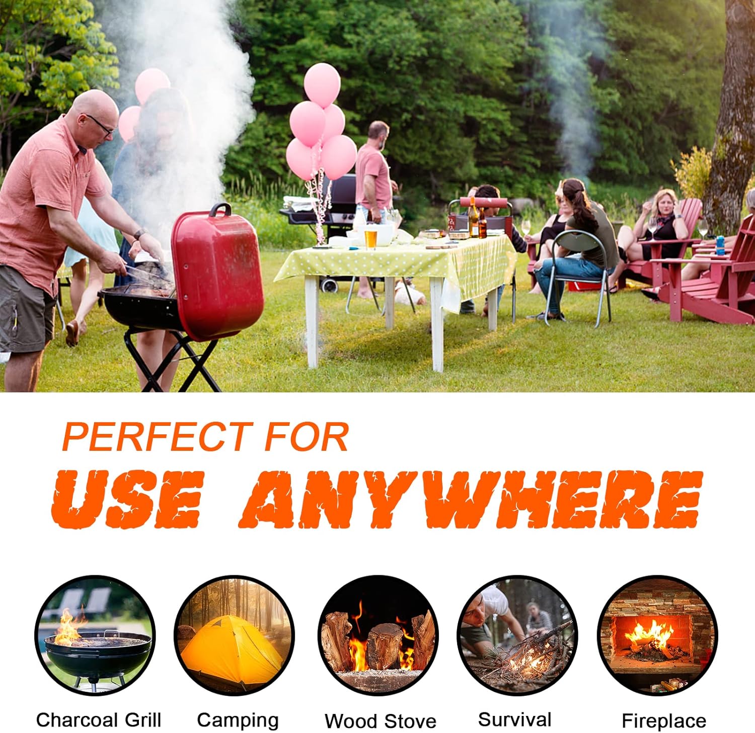 Quantfire Fire Starter-Pack of 144 Charcoal Fire Starters for Campfires, Chimney, Grill Pit, Fireplace, BBQ & Smoker : Patio, Lawn & Garden