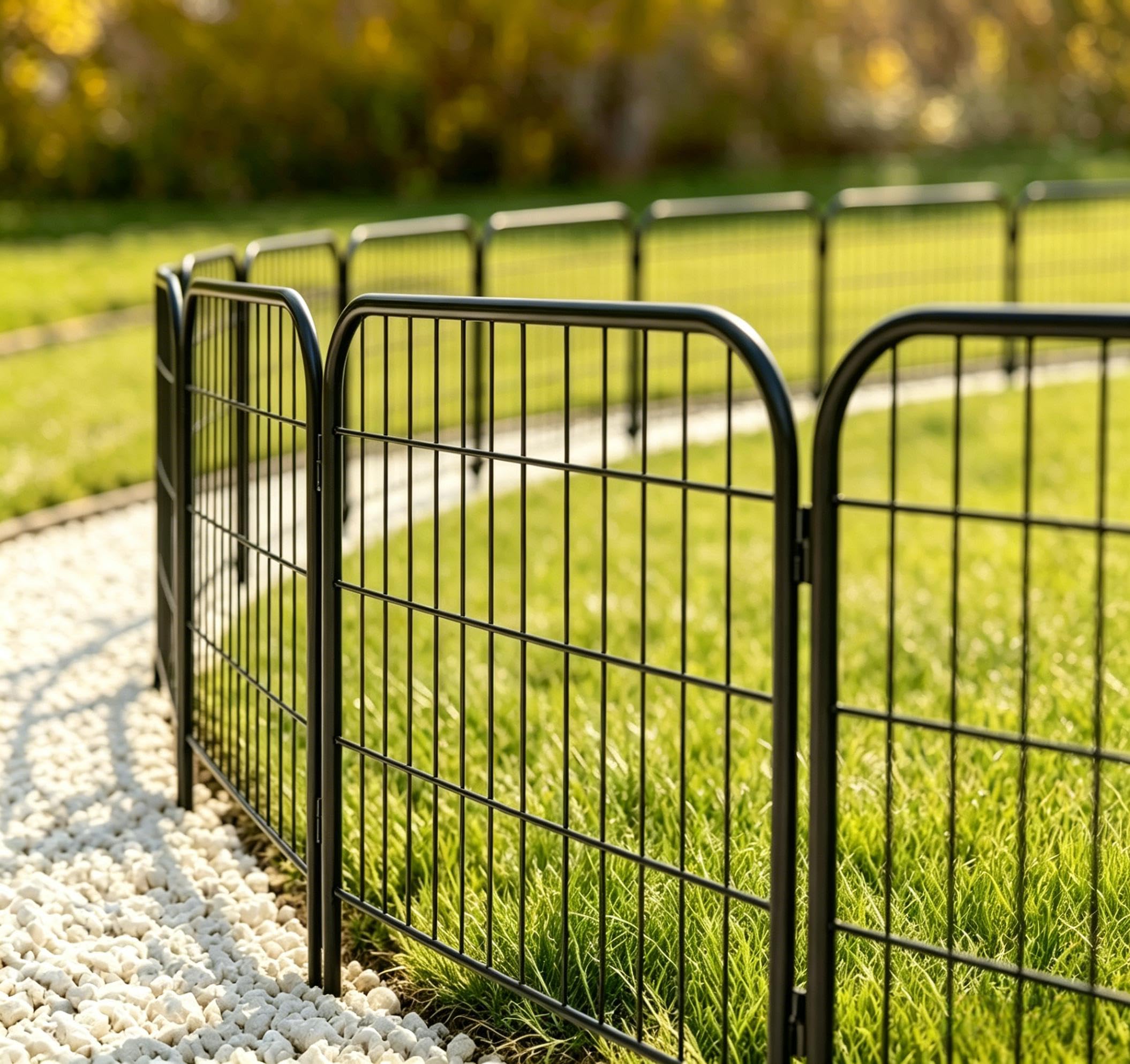 amagabeli 10 panels 24 in(h) x 22 ft(l) decorative garden fence gate,no dig dog fence outdoor for yard,rustproof garden fencing animal barrier metal wire panel border for flower bed,patio