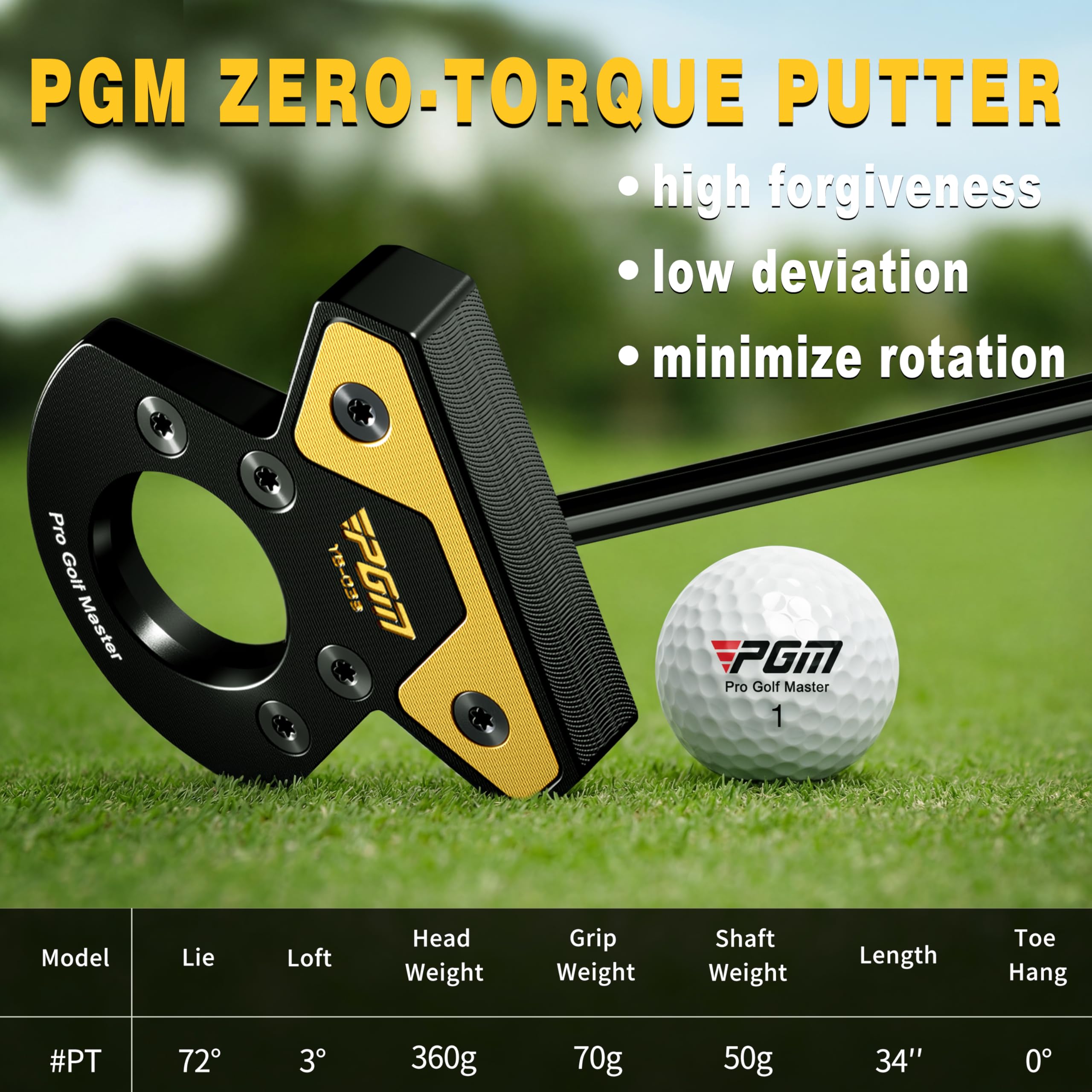 Amazon.com : PGM Men's Golf Putter – Zero Torque Center Shafted