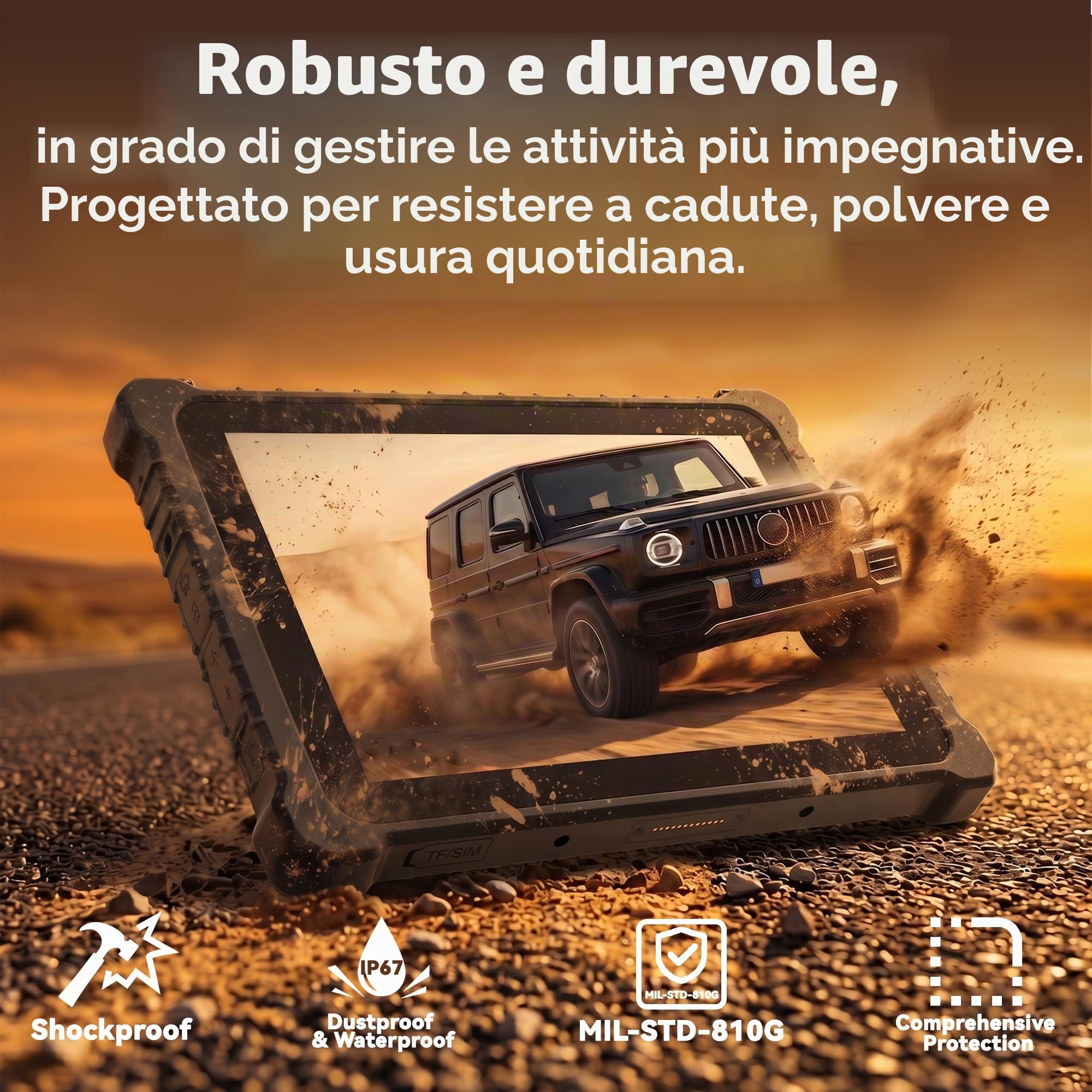 10.1" IP67 Tablet robusto (N5100 8GB+256GB) Windows 11 Pro Tablet industriale impermeabile, impronte digitali, batteria 8000mAh, GPS, WiFi, 4G LTE, BT4.2, per il lavoro sul Work