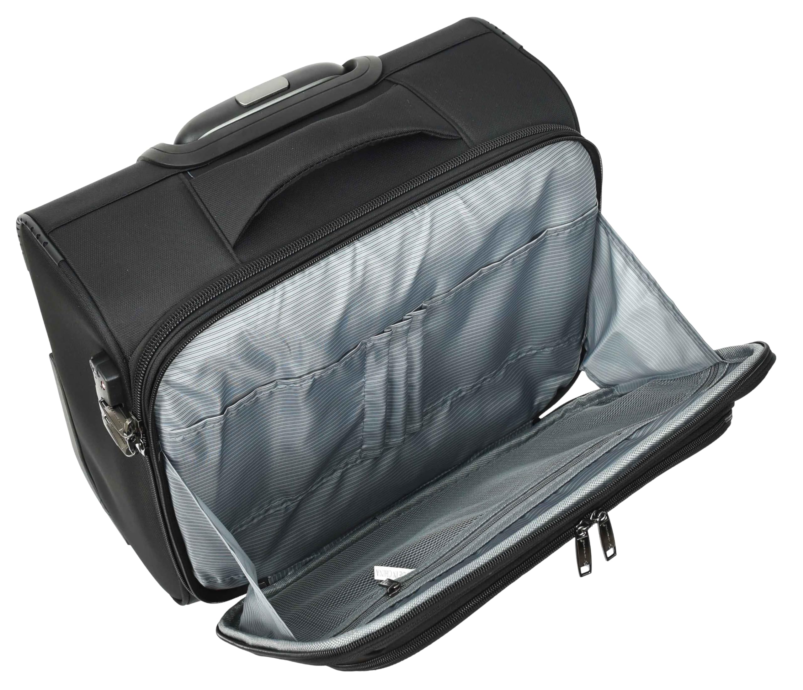 House Of Leather Pilot Case - Maletín organizador de negocios, bolsa de viaje con 2 ruedas, color negro Sparta, Black, M, Estuche Pilot