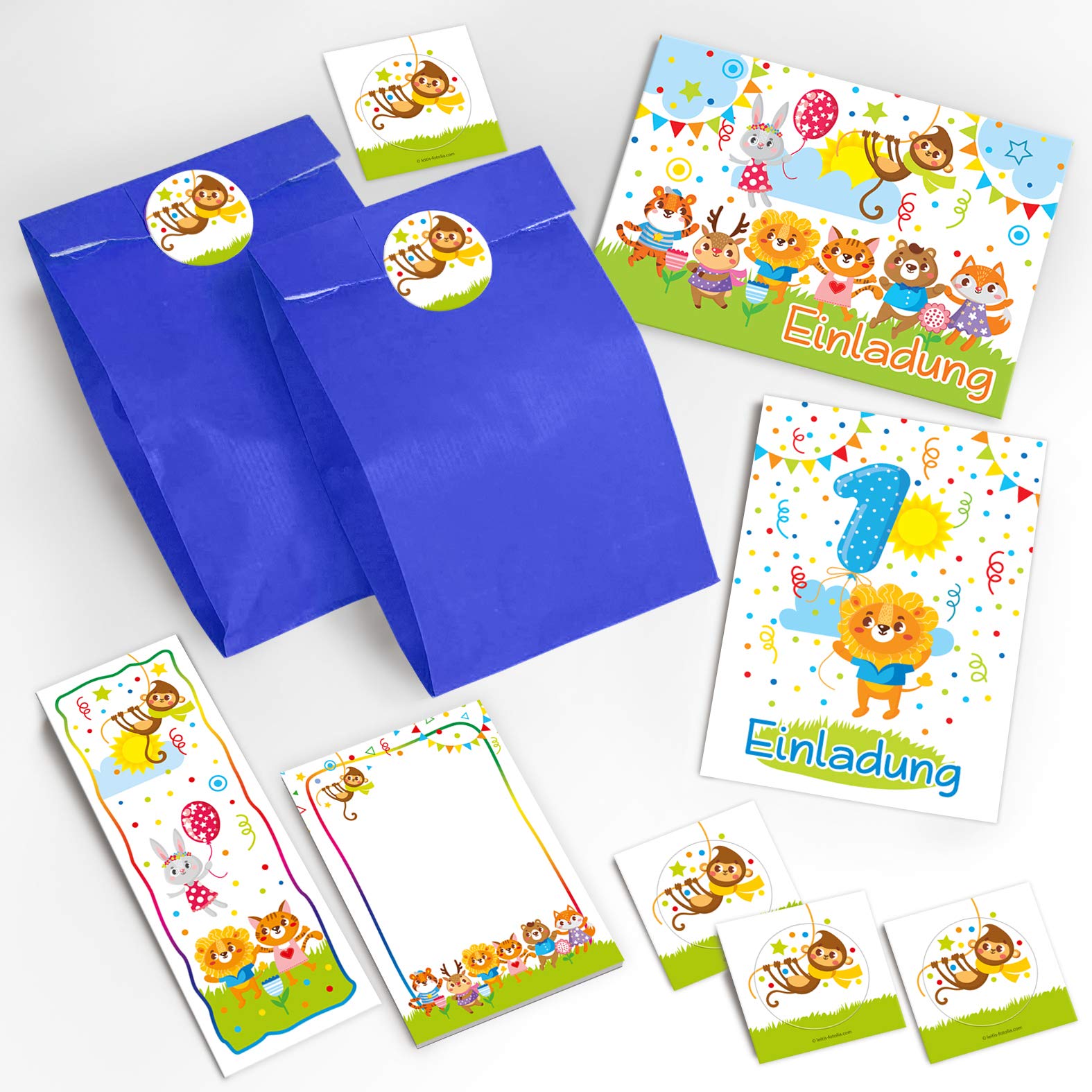 10. Geburtstag Einladungskarten-Set – 16-teiliges Party-Set Mit Tüten, Aufklebern & Lesezeichen | Kindergeburtstag Jungen Mädchen