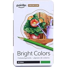 Pointer Premium Bright Colors Colored Pencils, 12 Vibrant Pre-Sharpened Pencils in Metal Tin Case Smooth Coloring for School, Art, Drawing & Adult Coloring Books