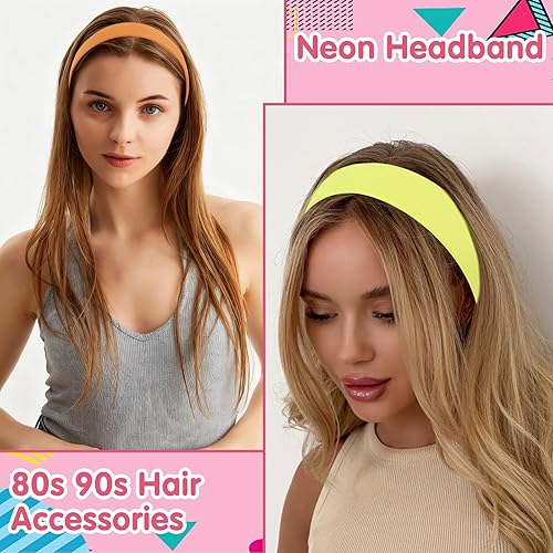 Miniatura 3 de 4 diademas de neón, accesorios antideslizantes para el cabello para fiestas brillantes, estilo retro de los años 8090, trajes de festival,