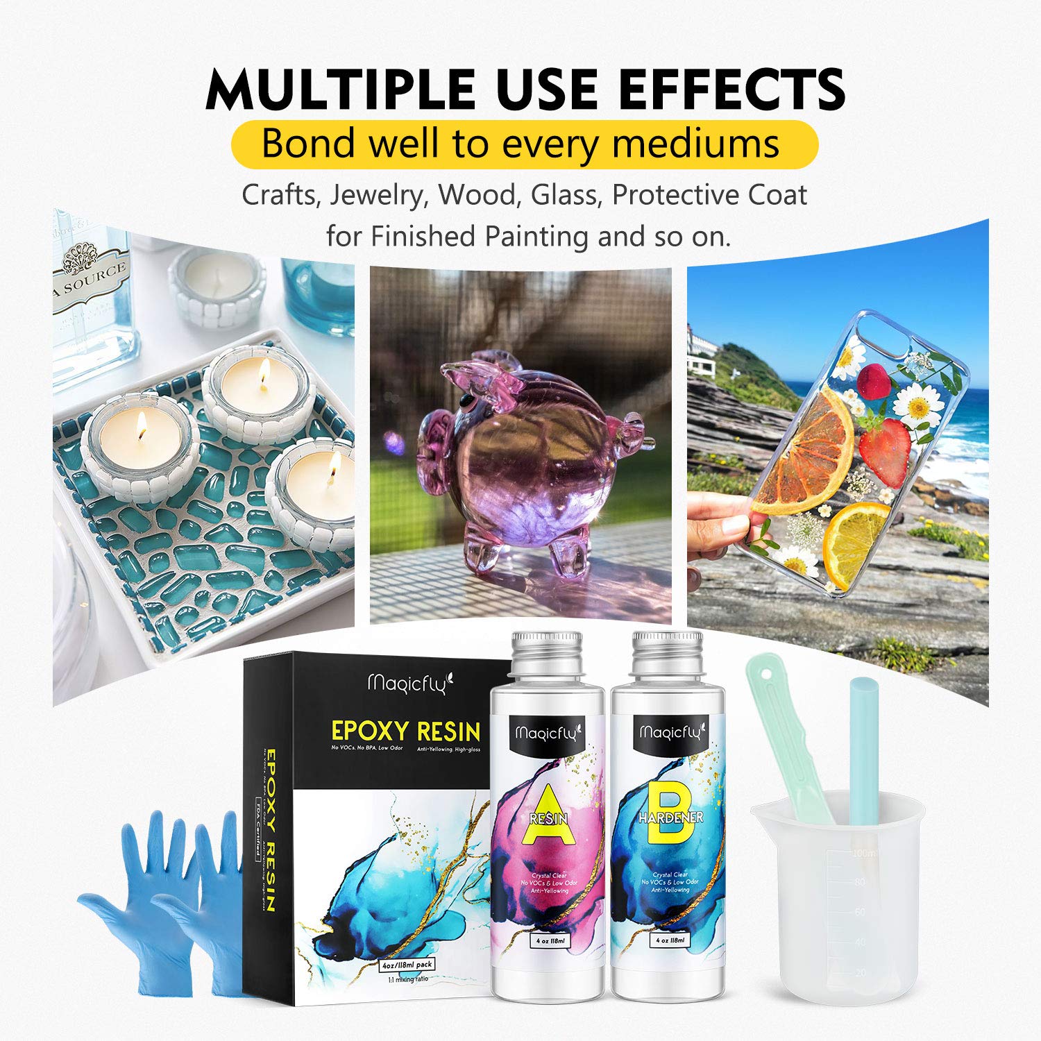 Magicfly Epoxy Resin Kit, 8oz Casting Resin Crystal Clear for Jewelry