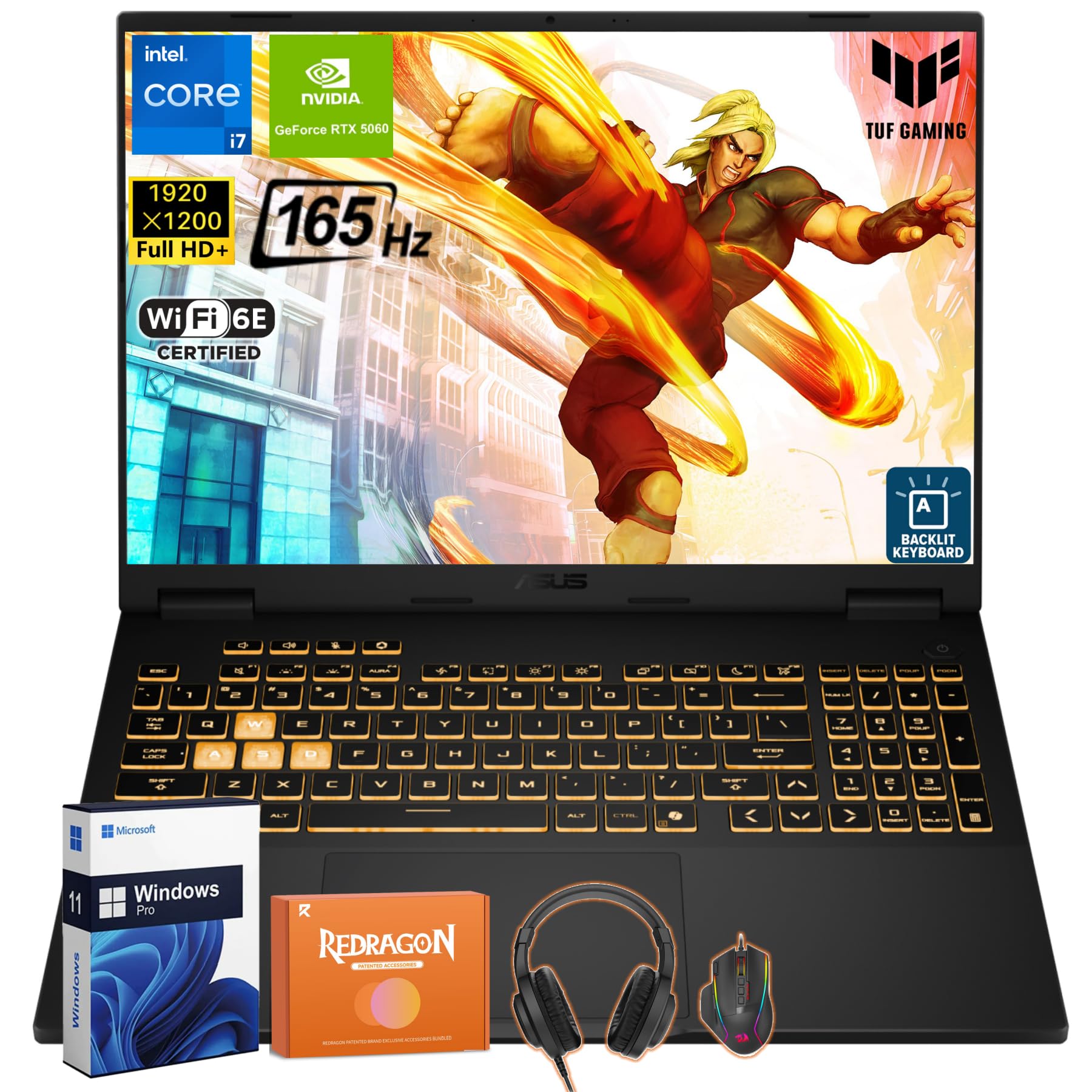 TUF F16 Gaming Laptop 2025, Intel i7-14650HX(16 Cores), NVIDIA GeForce RTX 5060, 16 Inch 165Hz IPS Display, 32GB DDR5, 1TB SSD, Dolby Atmos, Wi-Fi 6E, Windows 11 Pro, Accessories