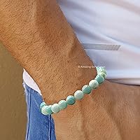 Vista 5 de Amazing Gemstone Yaxaite Bracelet for Women Men's Gifts - Protection Healing Crystal Bracelet - 8mm Gemstone Beaded Adjustable Bracelet Pulseras