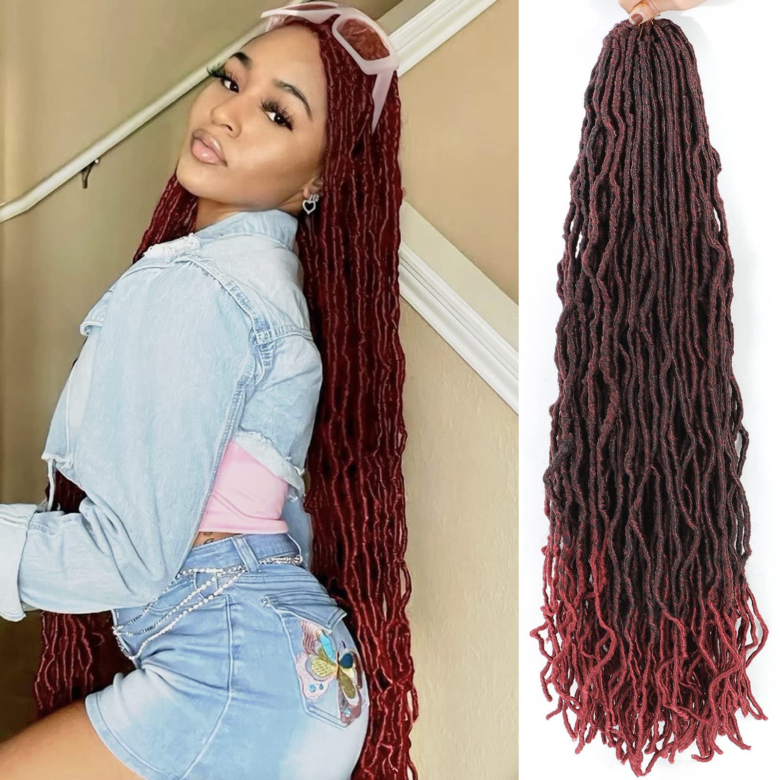 Faux Locs Crochet Hair Soft Locs 30 Inch 7 Packs Long Black Crochet Locs For Natural Butterfly Locs Crochet Hair For Women Synthetic Pre looped