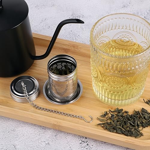 Miniatura 5 de Paquete de 2 coladores de té infusor para té suelto, malla de acero inoxidable 304, difusor más empinado de hojas sueltas con gancho de cadena y