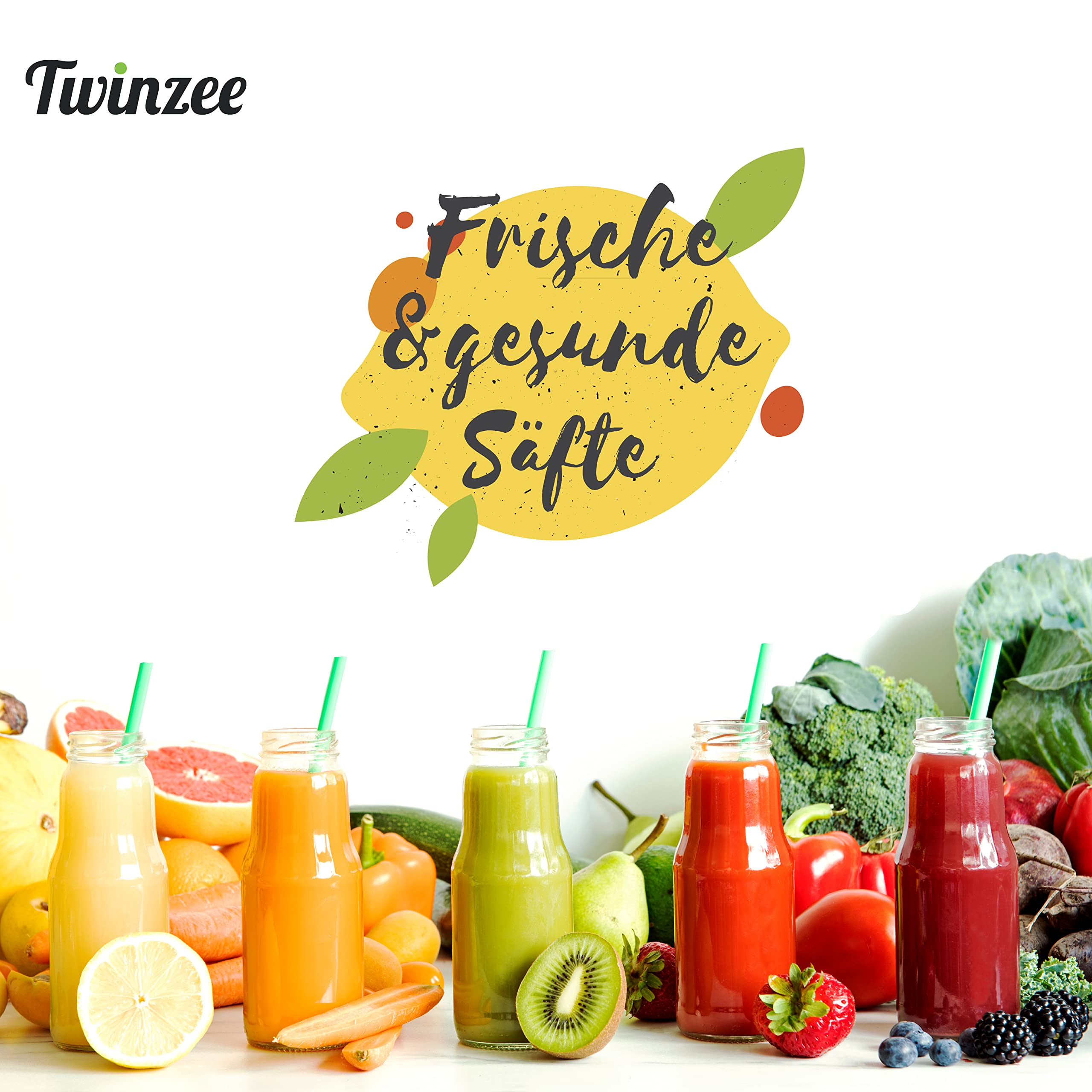 Twinzee Entsafter Gemüse Und Obst - 850W Zentrifugalentsafter - 2 Geschwindigkeitsstufen, Großer Einfüllschacht, Anti-Rutsch-Füße- Saftpresse Elektrisch, hochwertigen für gesunde ernährung