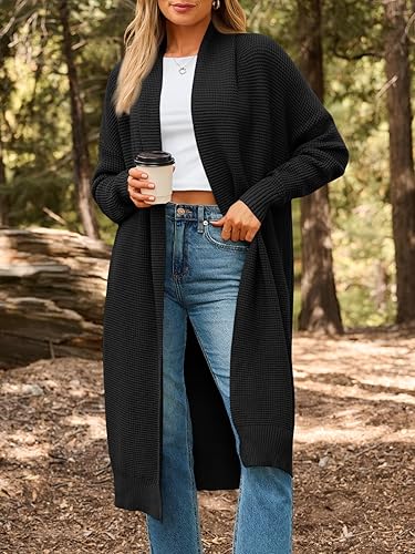 Miniatura 2 de LILLUSORY - Cárdigan largo para mujer, abrigo de invierno de gran tamaño con frente abierto