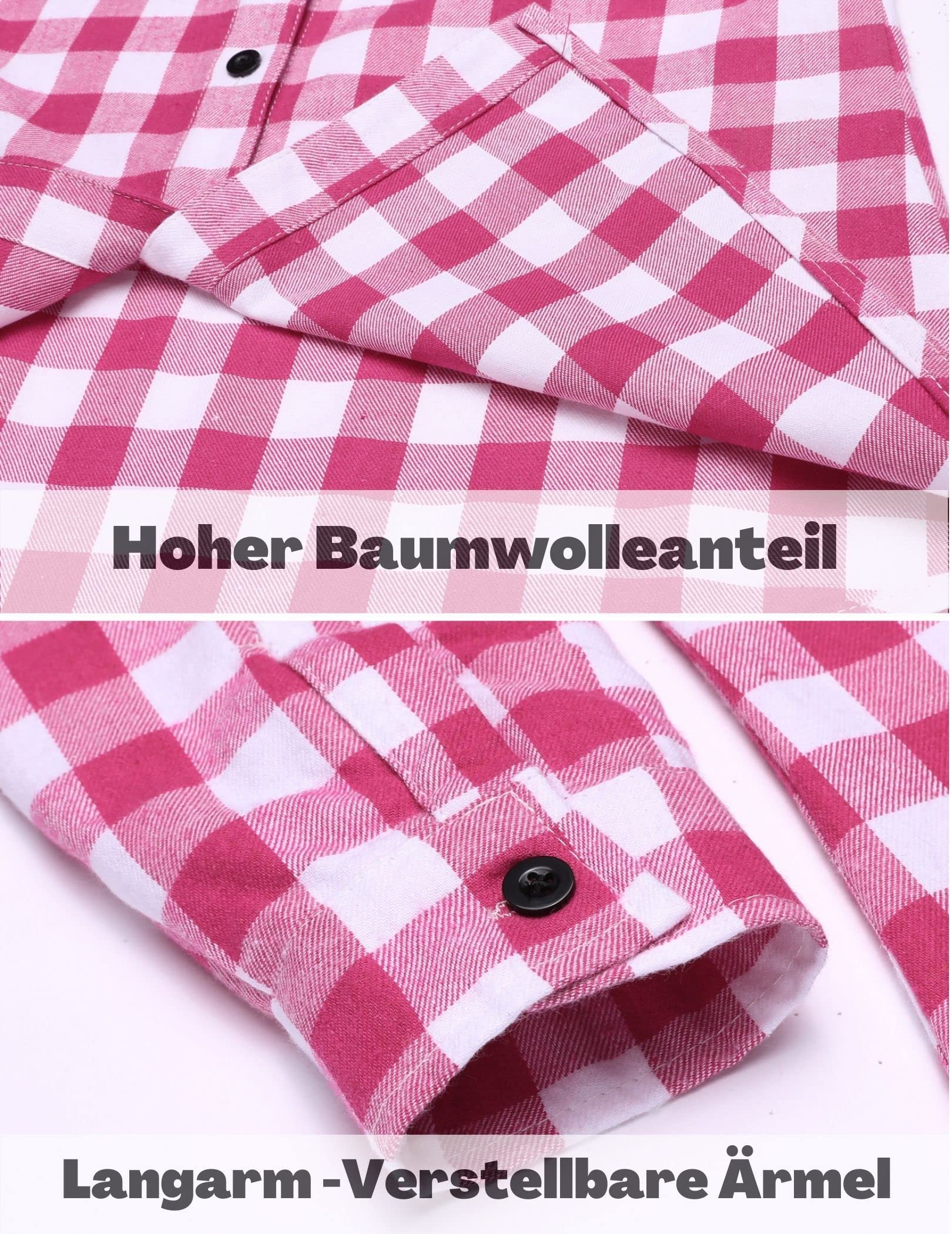 UNibelle Camicie da Donna Camicie a Quadri Camicie a Quadri a Maniche Lunghe Scollo a V Top a Tunica Casual Camicie con Bottoni S-XXL