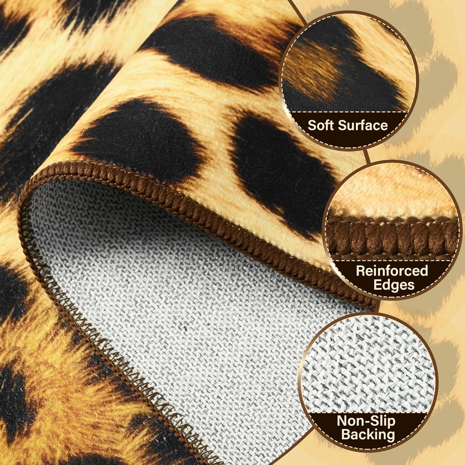 Amearea Premium Leopard Rugs for Living Room, 4x6 Cheetah Print Area Rug for Bedroom, Machine Washable Faux Fur Leopard Animal Print Area Rugs Non-Slip Carpet for Dining Room Kids Teen Room Home Decor - Image 4