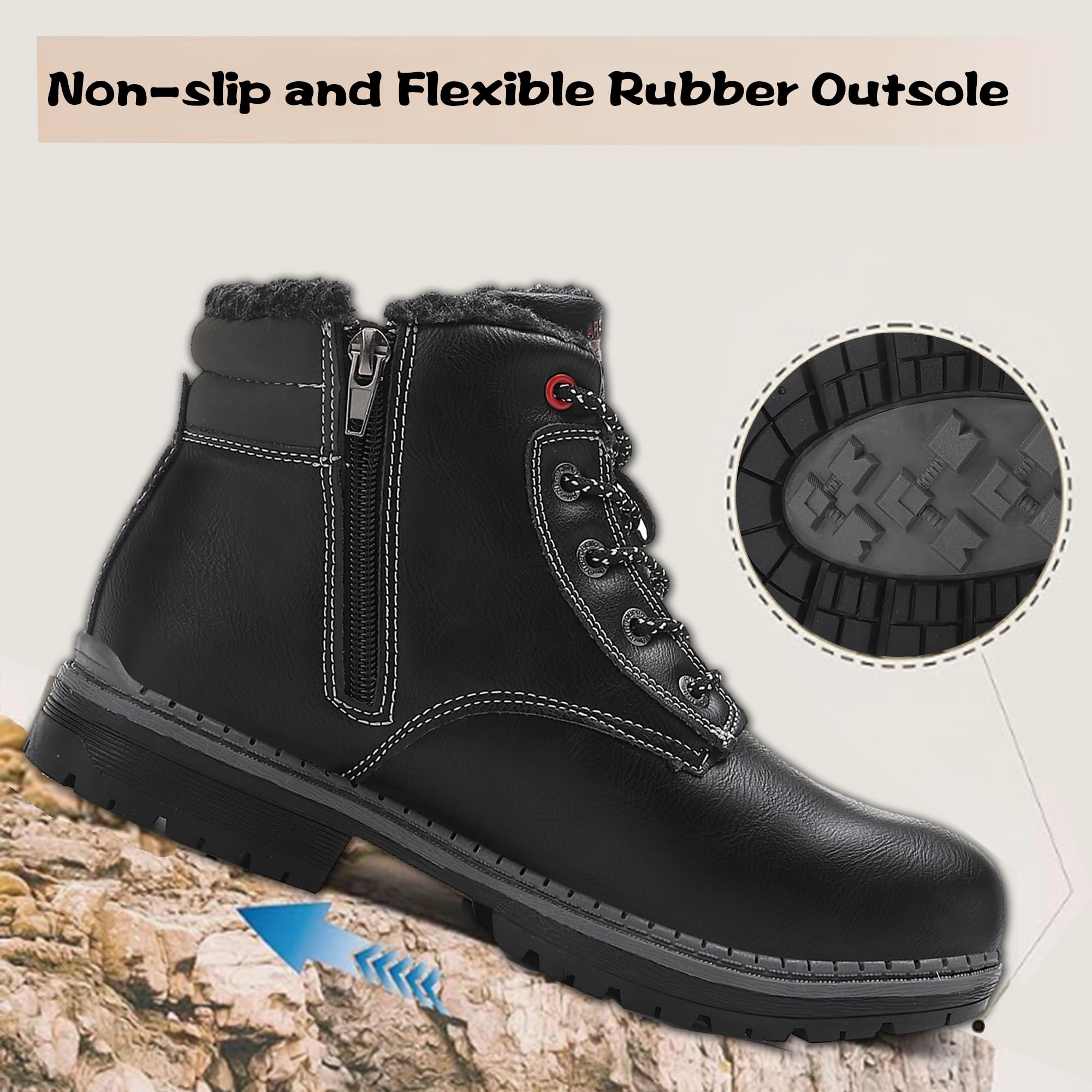 ARRIGO BELLO Stivali Bambino Invernali Scarponcini Bambina Scarpe Neve Ragazzi Cerniera Allacciatura Antiscivolo Caldo Unisex Stivaletti Size 31-39