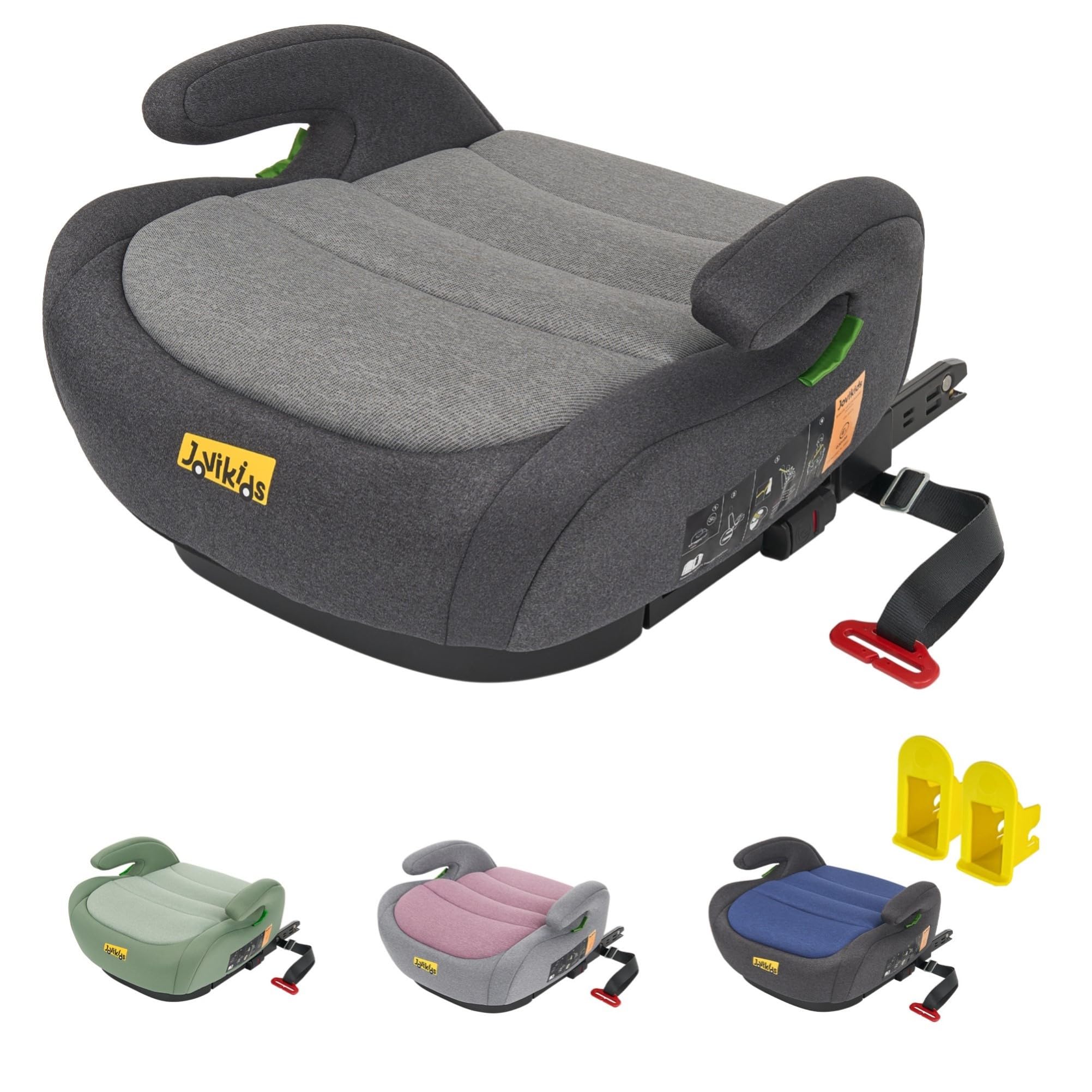 Jovikids Rialzo Auto per Bambini ISOFIX 125-150cm ECE R129, Alzatina Auto Bimbi 15-36 kg, Seggiolino Auto Gruppo 2-3 da 6 a 12 Anni - Nero