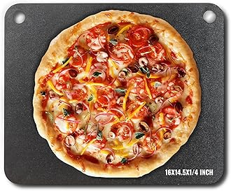 VEVOR Pizza Steel, 16" x 14.5" x 1/4" Pizza Steel Plate for Oven, Pre-Seasoned Carbon Steel Pizza Baking Stone with 20X Higher Conductivity, Heavy Duty Pizza Pan for Outdoor Grill, Indoor Oven