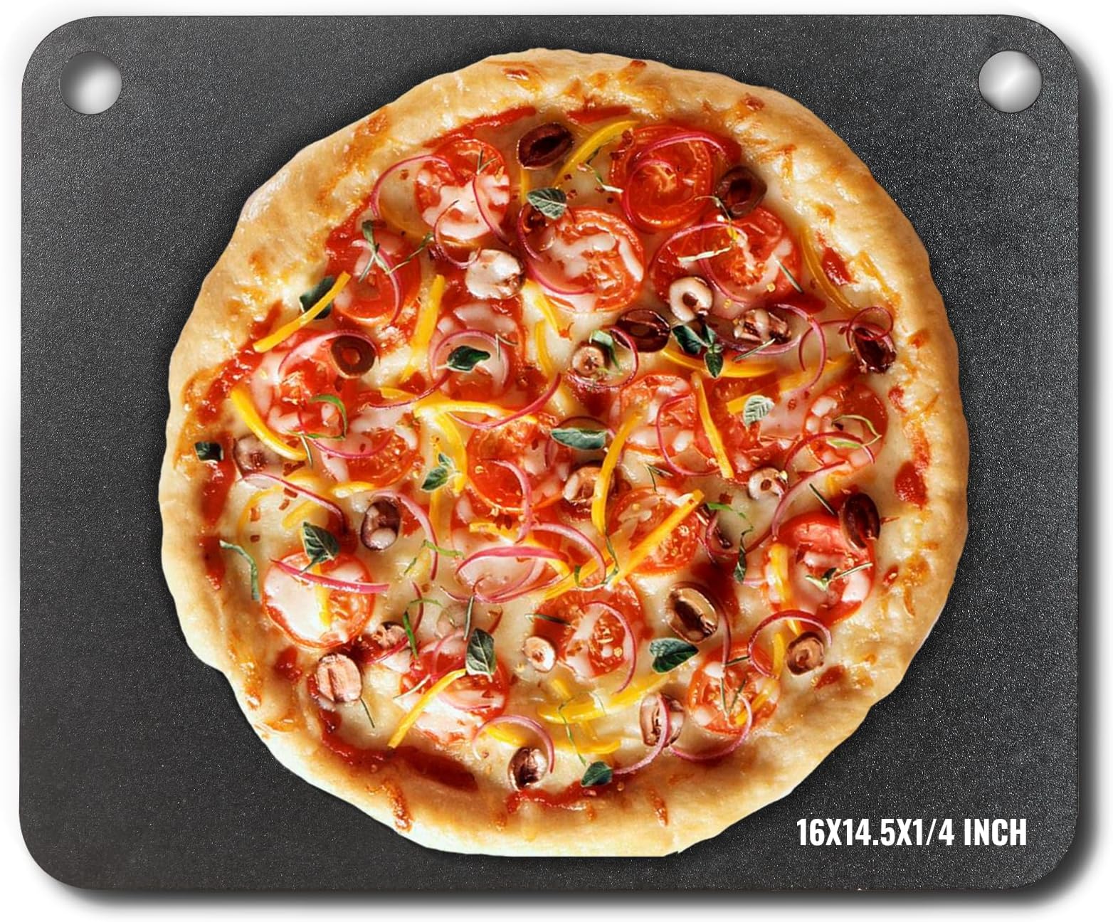 VEVORPizza Steel Plate, 16" x 14.5" x 1/4", Pre-Seasoned Carbon Steel Pizza Baking Stone for Indoor/Outdoor Oven