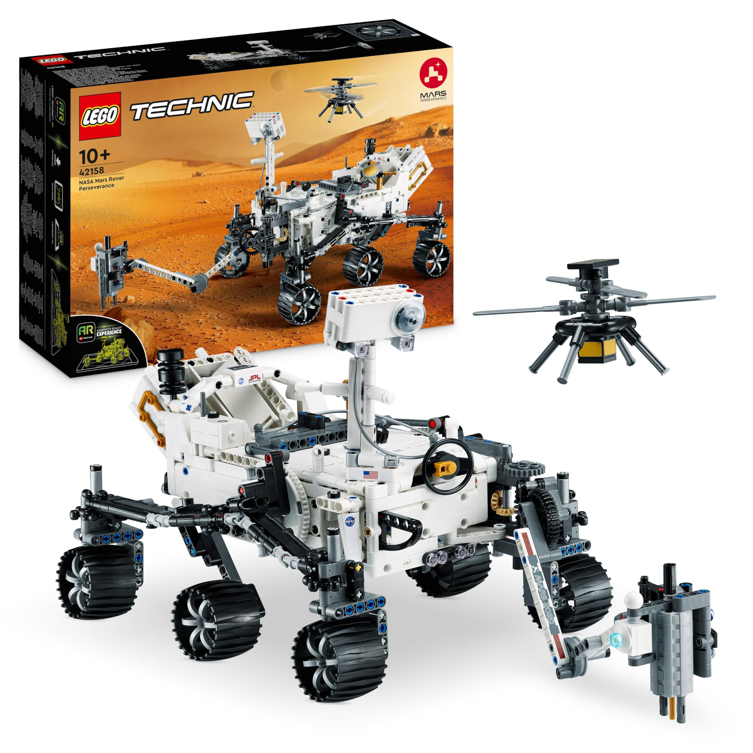 Technic NASA Mars Rover Perseverance Space Model with AR Application Experience, Construction Toy Vehicle Science and Engineering, Gift for Boys and Girls 10 Years Old and Over 42158