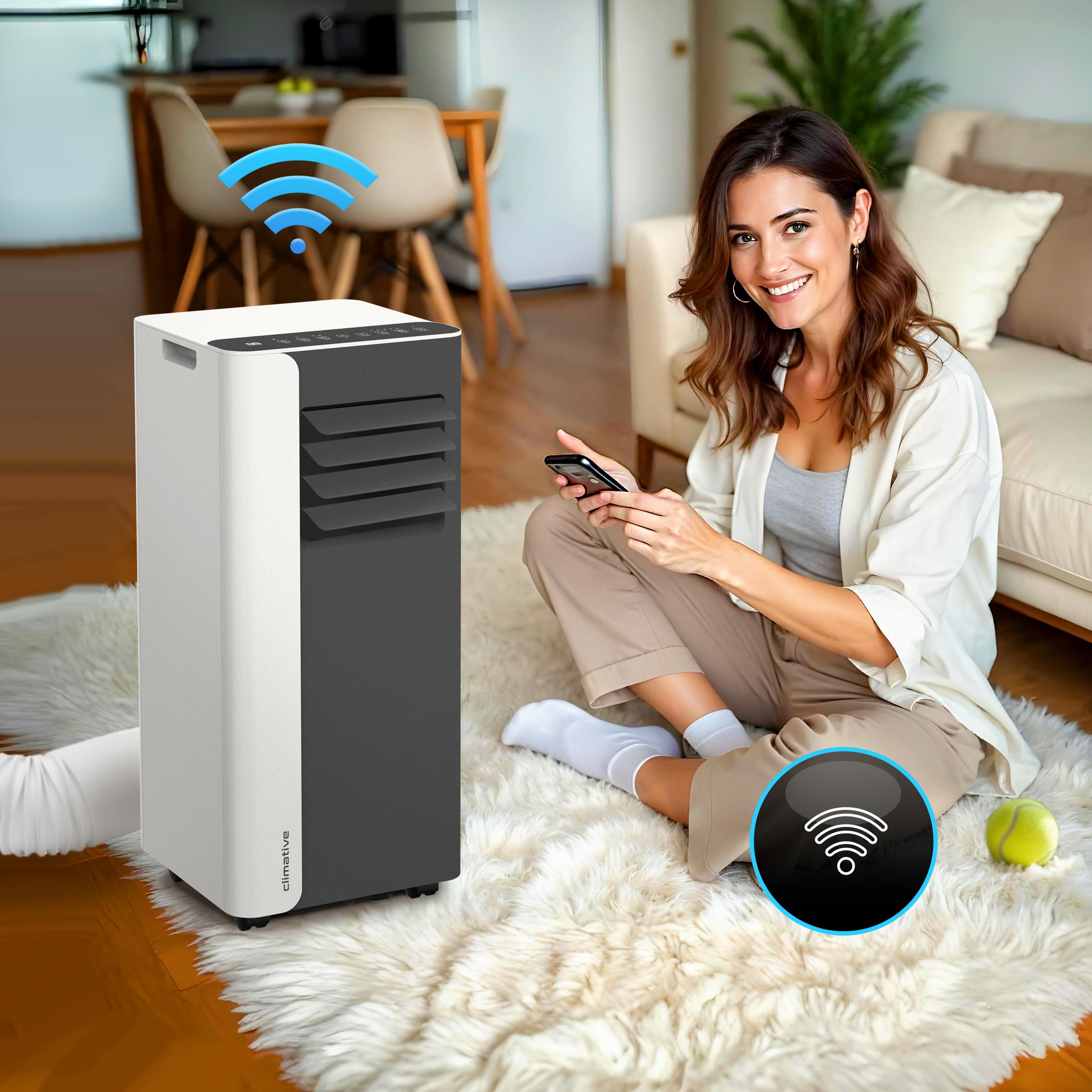 Mobile Klimaanlage 9000 BTU WiFi Tuya Smart Klimaanlage Mobil mit Abluftschlauch Mini 2,6 kW 3-in-1 Portable Air Conditioner 26 m² Fensterabdichtung