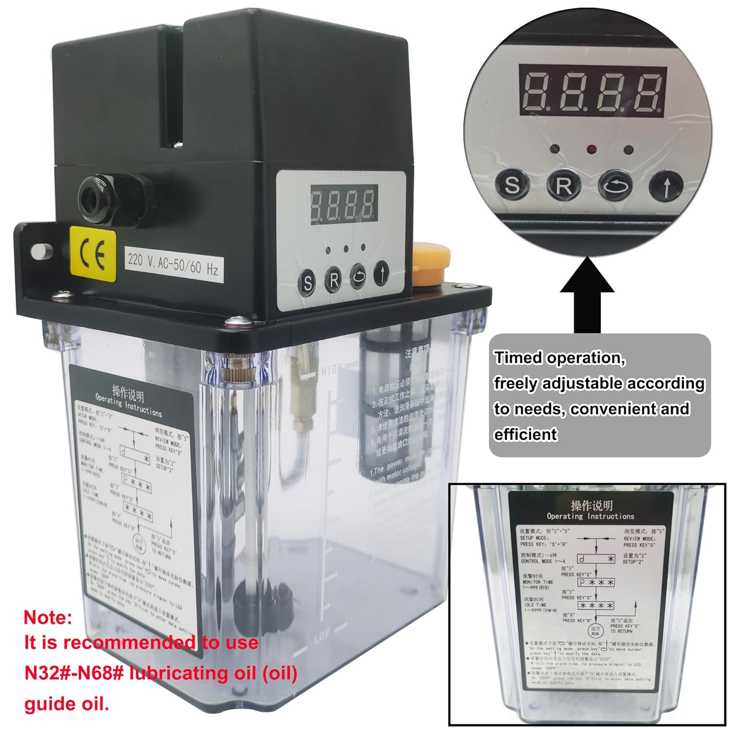 Electric Lubricating Pump Automatic Lubrication Pump Electric Automatic Gear Pump 2L Lubrication Oil Pump with Pressure Detecting and Alarming Function for Lubrication of Gears 220V