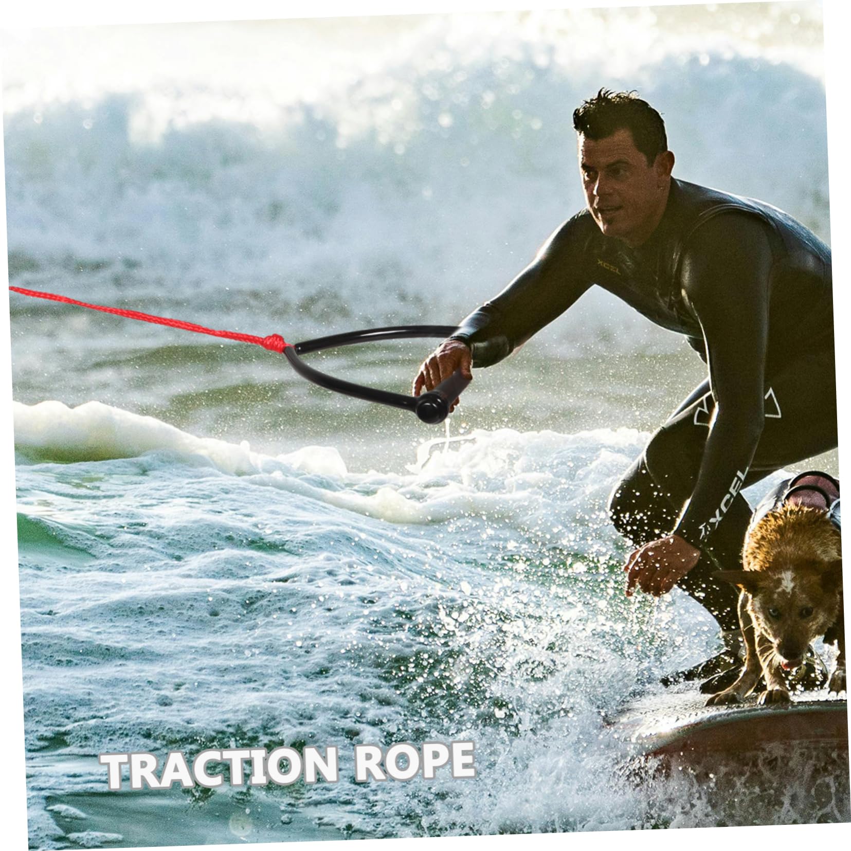 BESPORTBLE Cuerda de Wakeboard y Esquí Acuático Resistente al Desgaste de PP Diseño de Mango Ergonómico, Color Brillante, para Deportes Acuáticos y Remolque en Tabla de Rodillas