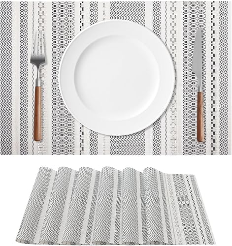 Miniatura 1 de FAVE Juego de 6 manteles individuales de vinilo bohemios, duraderos, lavables, resistentes al calor, de PVC, para fiestas, bodas, comedor, banquetes