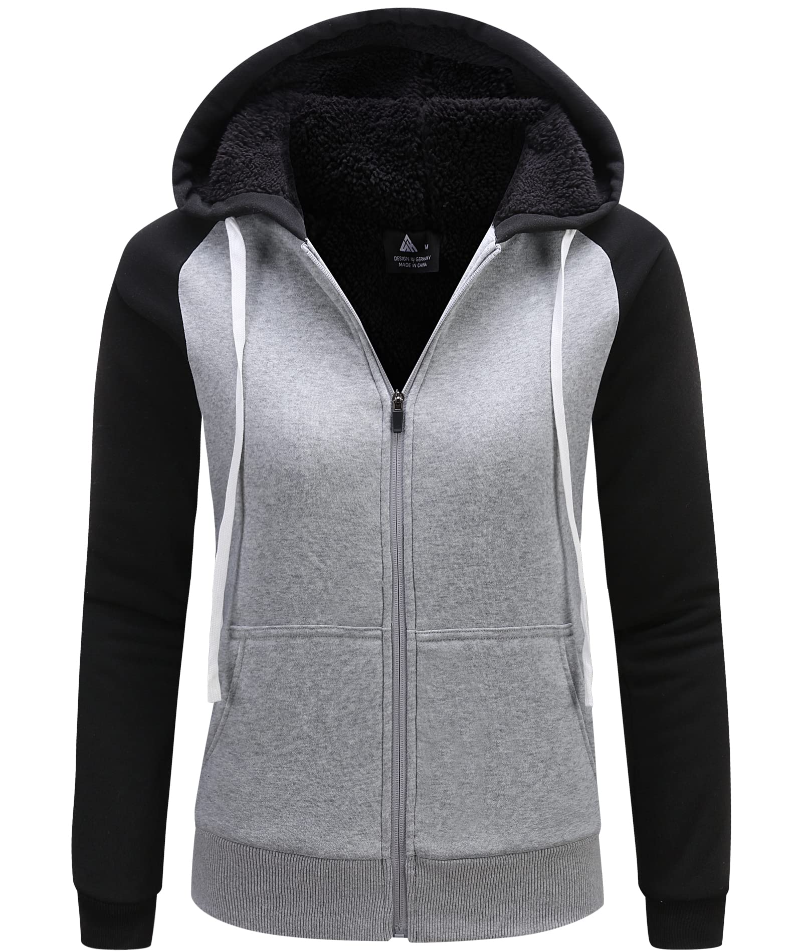 GEEK LIGHTING Felpa Donna con Cappuccio Foderata in Pile Calda Giacca Invernale con Zip Felpa Pile Donna Teddy Hoodie con Cerniera Sweatshirt Inverno Autunno S-2XL