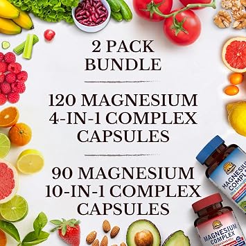 Vitalitown Ultimate Magnesium Bundle (Pack of 2) | Magnesium 4-in-1 Complex (Item 1) & Magnesium 10-in-1 Complex (Item 2) | 120 + 90 Capsules
