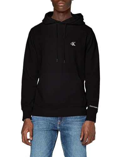 Calvin Klein Jeans Men Ck Essential Sweatshirt with Hood - M - Black (Ck Black)