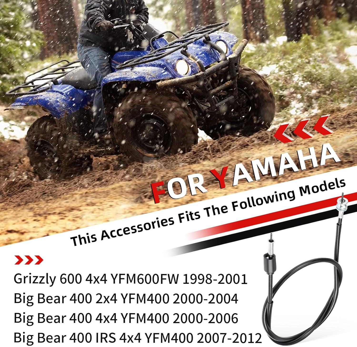 Speedometer Speedo Cable For Yamaha Grizzly 600 YFM600 1998-2001 Big Bear 400 YFM400 2000-2012 4WV-83550-00-00