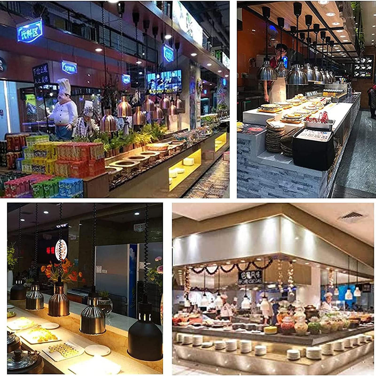 Lámpara de calor ajustable para alimentos, lámpara retráctil para calentar alimentos, lámpara colgante de 3 piezas, calentador de alimentos comercial, servidor de buffet, equipo de restaurante buffet