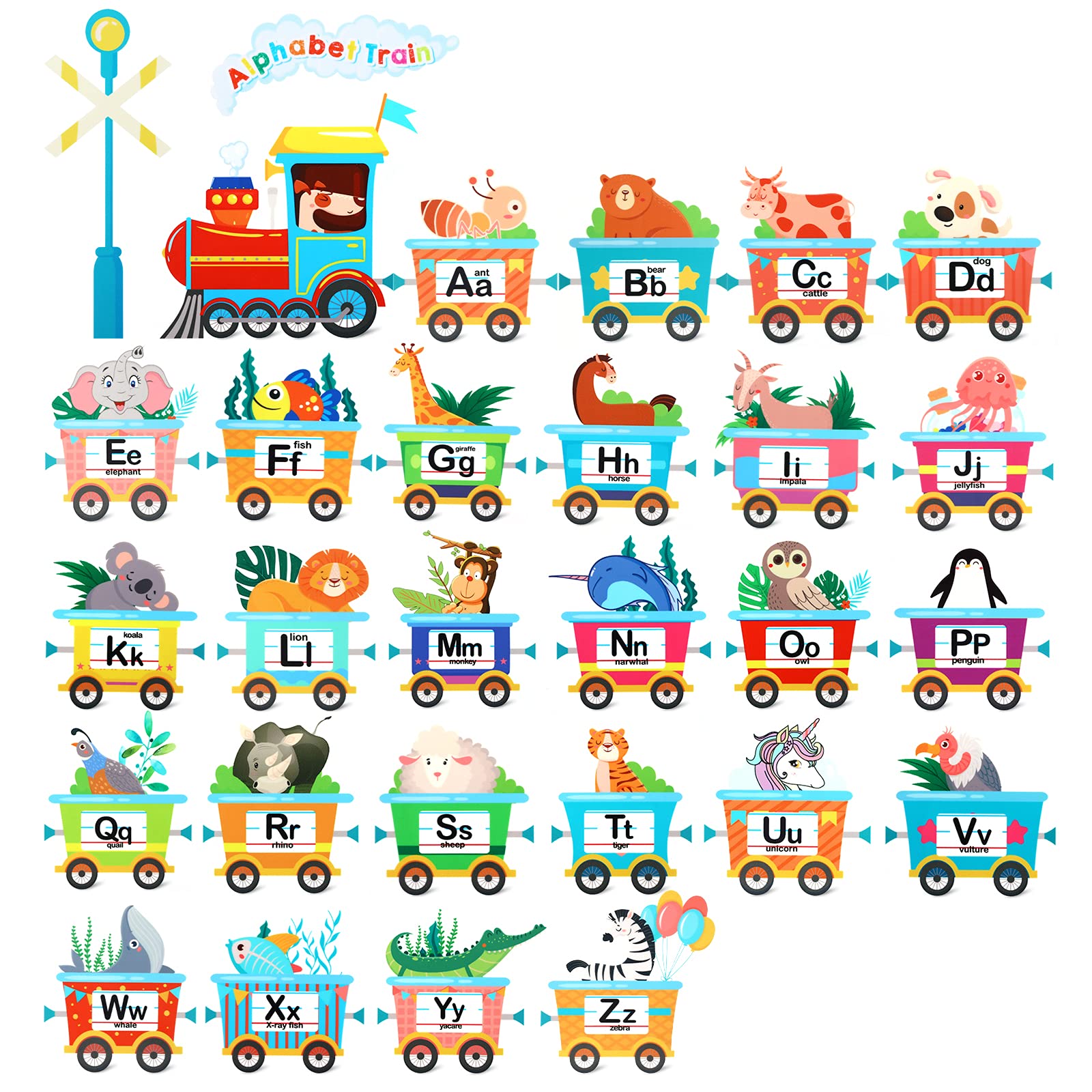 Buy ASTER 37 Pieces Alphabet Train Bulletin Board Display Set Early