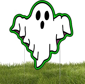 Ghost Happy Halloween Yard Sign Home Outdoor Lawn Decoration With Stakes Scary Spooky Decor 16x12 Inch Ghost 3