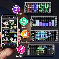 Vista 2 de KJOY - Mini letrero LED Bluetooth para coche, 17 x 7 cm, flexible, USB 5 V, señal LED digital, control por aplicación, programable